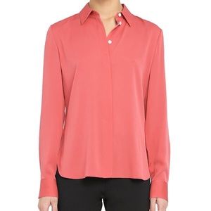 NWT Theory Classic Fitted Stretch Silk Blouse